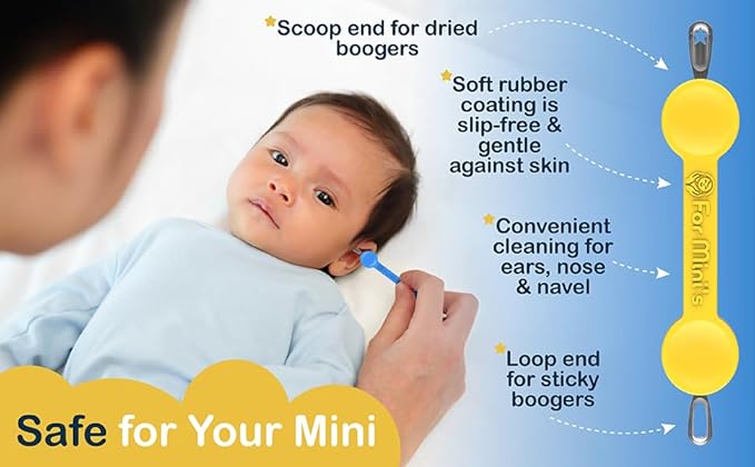 Booger Aid - Gentle, Safe, and Non-Toxic Nose and Ear Cleaning Tool for Infants and Toddlers (Blue, Small)