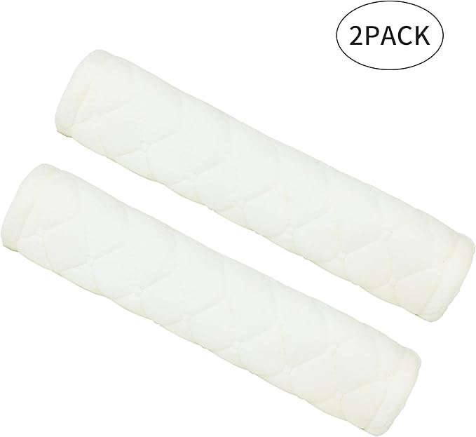 Amooca Soft Auto Seat Belt Cover Seatbelt Shoulder Pad Cushions 2 PCS for a More Comfortable Driving Universal Fit for All Cars and Backpack Off White