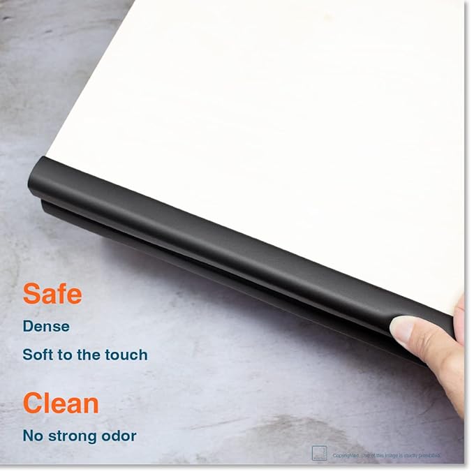 Roving Cove Slimfit Edge Protector for Baby Proofing (9ft Small Edge Only), Soft Rubber Foam Furniture Edge Bumper Guard, Desk Edge Cushion, 3M Adhesive, Onyx Black