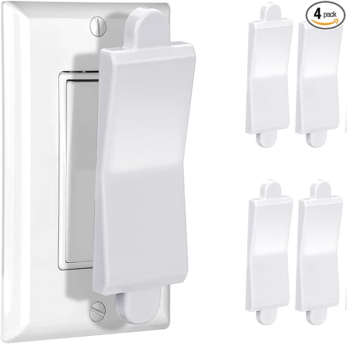 Magnetic Light Switch Guard Cover- PSZEZNZ Light Switch Outlet Covers for Flat Modern Wall Switches-Child Safety Protection(White,4 Piece)