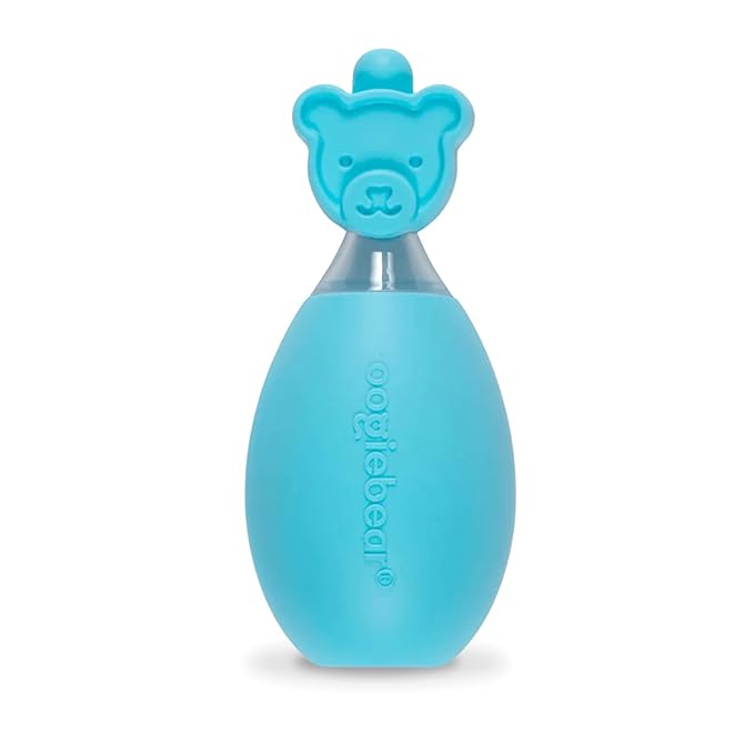 oogiebear: Baby Nasal Aspirator - Safe Booger & Earwax Remover for Newborns, Infants, Toddlers - Better Syringe, Airtight Suction, Nose Sucker - Essential Baby Stuff, Diaper Bag Must-Haves, Blue