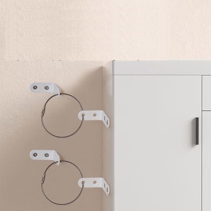 Furniture Anchors Small Aesthetic Earthquake Straps for Furniture Dresser Wall Anti-Tip Furniture Safety Anchor to Childproof and Babyproof Your Home Holds Up to 500 Pound (White, 1.6 in)