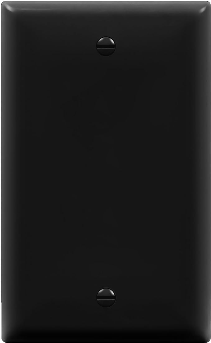 ENERLITES Blank Device Wall Plate, Gloss Finish, Standard Size 1-Gang 4.50" x 2.76", Polycarbonate Thermoplastic, 8801-BK, Black