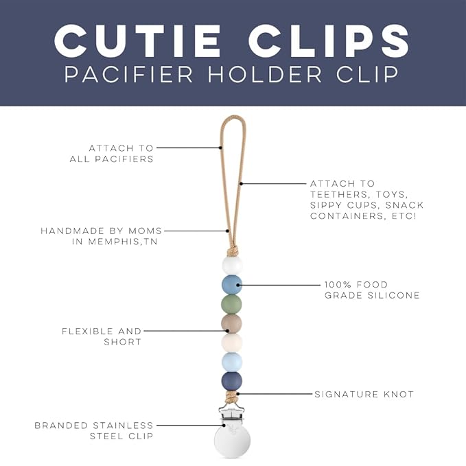 Ryan & Rose Pacifier Clip Georgia - Silicone Pacifier Clip Baby boy Baby Girl Binky paci Clip Baby Pacifier Holder binkie Clip Binky Clips Newborn Baby Care Baby Pacifier Clip (Wilderness)
