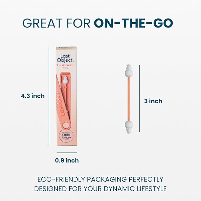 LastSwab® Reusable Cotton Safety Swabs for Baby Ear Cleaning - The Sustainable and Sanitary Alternative to Single-Use Q Tips - Easy to Clean and Zero Waste - Convenient Travel Case Holder