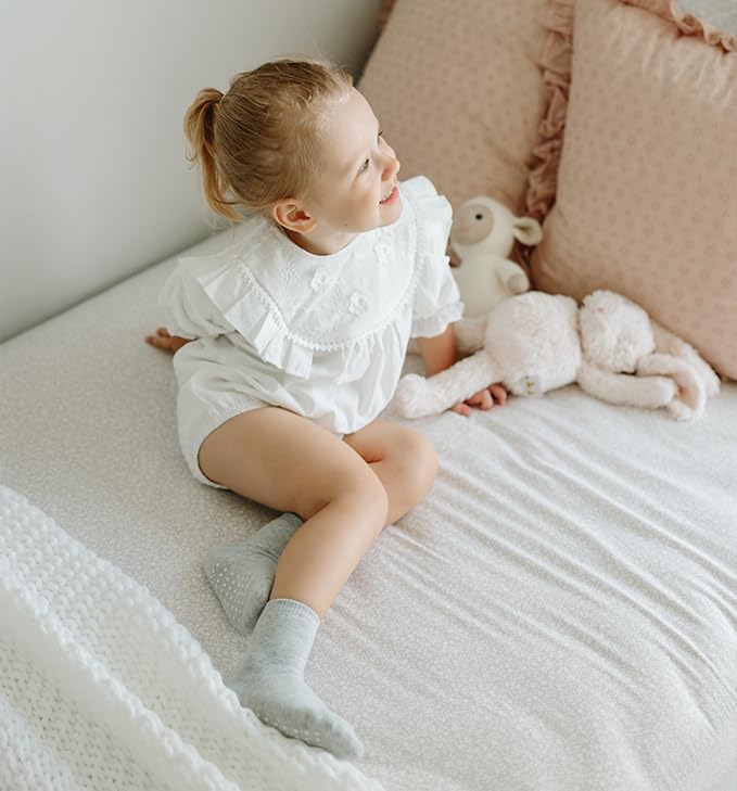 JAKIDAR 12 Pack Baby Toddler Socks Non Slip Grip Cotton Crew Socks for Boys Girls Infants Kids