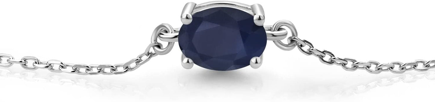 Gem Stone King 7X5MM Oval Gemstone Birthstone Solitaire Bracelet For Women | 925 Sterling Silver | Adjustable Bolo Bracelet For Women | Fine Jewelry Gifts for Her Mom Wife