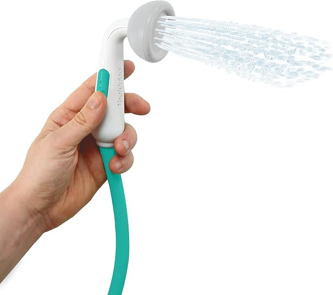 Yookidoo Baby Bath Shower Head – Elephant Water Pump with Trunk Spout Sprayer & Rinser, Dual Knob Flow Control, Bath Time Essential for Newborns, Tub or Sink (Forest Green)