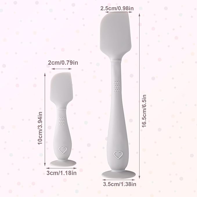 2pcs Baby Diaper Cream Spatula with Travel Case, 2 Sizes Soft Flexible Silicone Butt Paste Applicator Baby Diaper Rash Cream Spatula Bum Brush for Newborn(Grey)