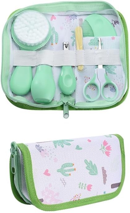 Baby Grooming Kit, Infant Safety Care Set with Hair Brush Comb Nail Clipper Nasal Aspirator,Baby Essentials Kit for Newborn Girls Boys (Green)