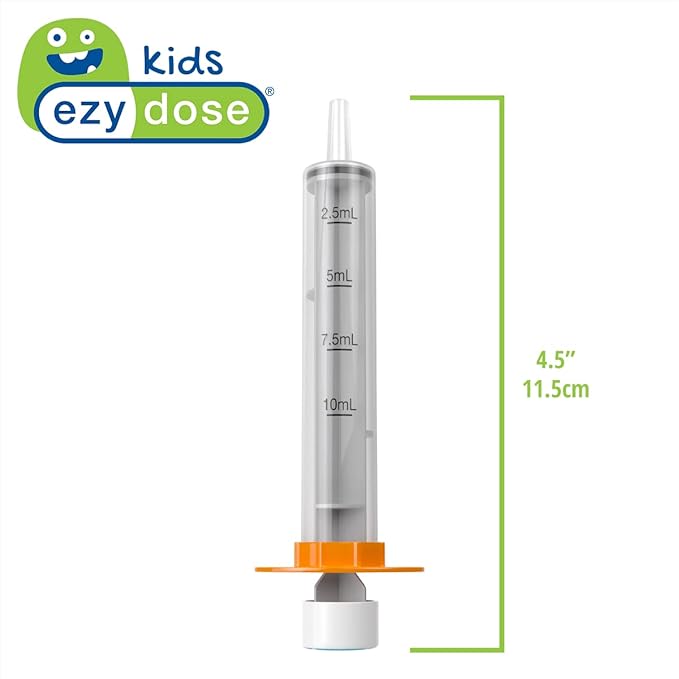 EZY DOSE Kids Baby Oral Syringe & Dispenser, True Easy Design for Liquid Medicine,Tylenol, Motrin, Easy to Administer, Accurate Dosing,10 mL/2 TSP Color Coded, BPA Free
