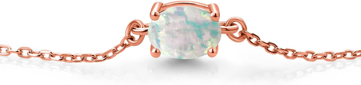 Gem Stone King 7X5MM Oval Gemstone Birthstone Solitaire Bracelet For Women | 925 Sterling Silver | Adjustable Bolo Bracelet For Women | Fine Jewelry Gifts for Her Mom Wife