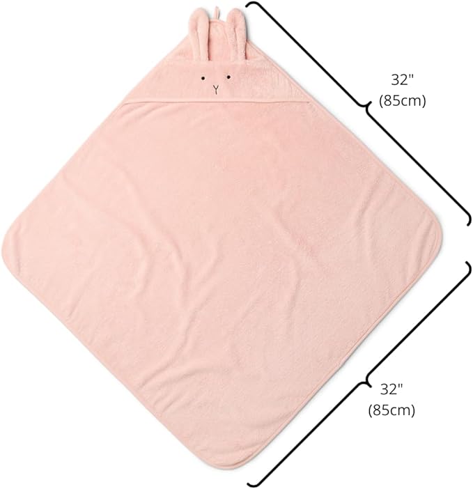 Baby Hooded Towel – Organic Cotton Baby Bath Towels – Baby Towels, Baby Bath Towels for Baby Boy, Baby Girl, 32" x 32" Super-Soft and Absorbent Baby Towels for Newborn (Rabbit - Blush)