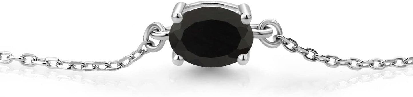 Gem Stone King 7X5MM Oval Gemstone Birthstone Solitaire Bracelet For Women | 925 Sterling Silver | Adjustable Bolo Bracelet For Women | Fine Jewelry Gifts for Her Mom Wife