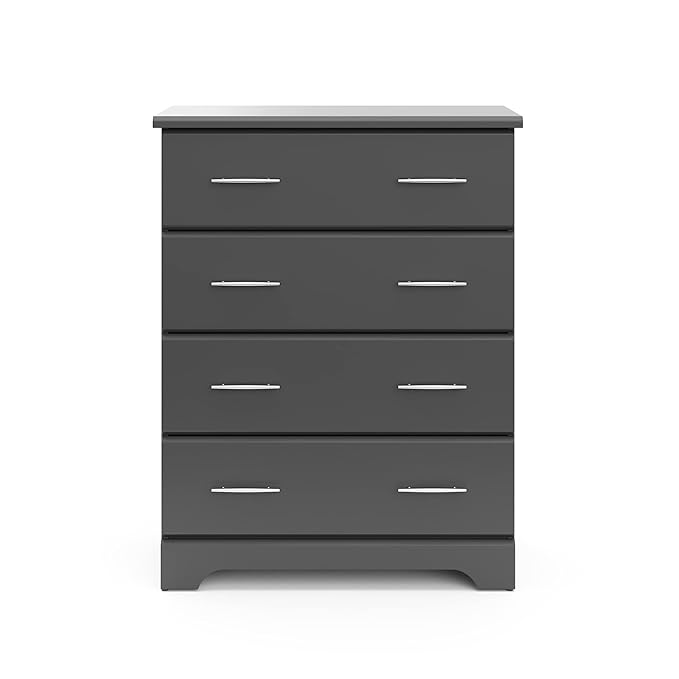 Storkcraft Brookside 4 Drawer Dresser (Gray) – GREENGUARD Gold Certified, Nursery Dresser for Kids Bedroom, Chest of Drawers