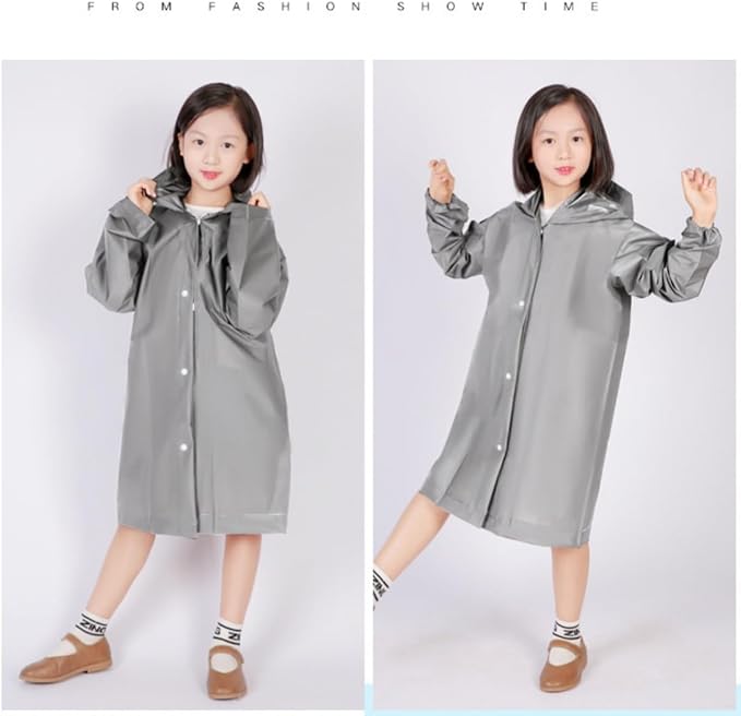Raincoat Rain Poncho for Kids, 2-5 Pack Reusable EVA Rain Coats for 6-14 Boys Girls, Rain Jackets Gear with Hood