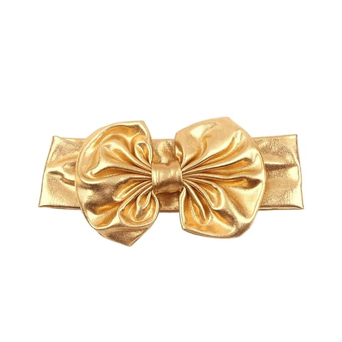 Baby Bronzing Turban Headband Metallic Messy Headwarp Shiny Metallic Gold Hair Band BBG38 (Gold)