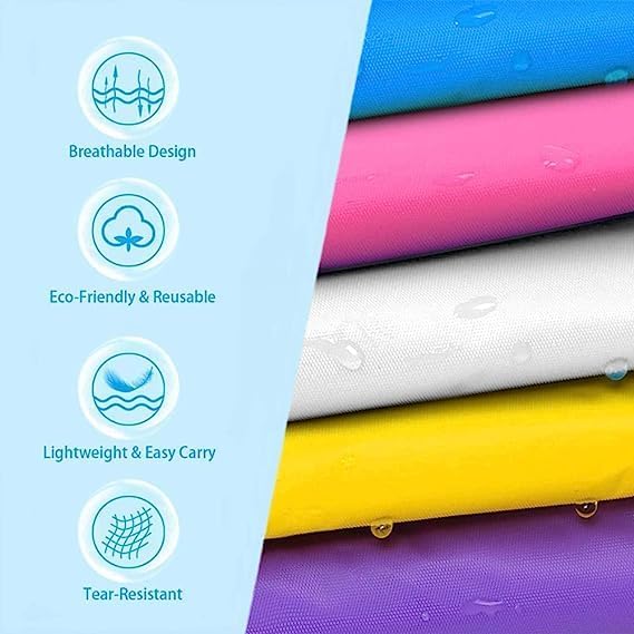 Rain Poncho for Kids (2 Pack), Reusable EVA Children Raincoat Ponchos Rain Jacket with Hood for 6-14 Girls Boys