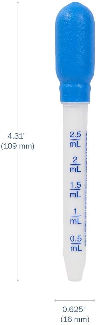 EZY DOSE Kids Oral Liquid Medicine Dropper, For Baby & Toddler, 2.5mL/0.5 TSP Capacity, Calibrated, Easy to Use with Precise Dosing, Color May Vary, BPA Free