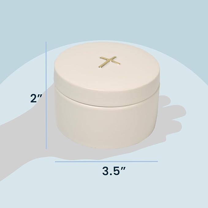 Sweet Treasures Gift – Baptism Gifts for Boys and Girls, First Rosary with Ceramic Keepsake Box and Card, Catholic First Communion Gift, Christening and Baby Shower Rosary Beads, White