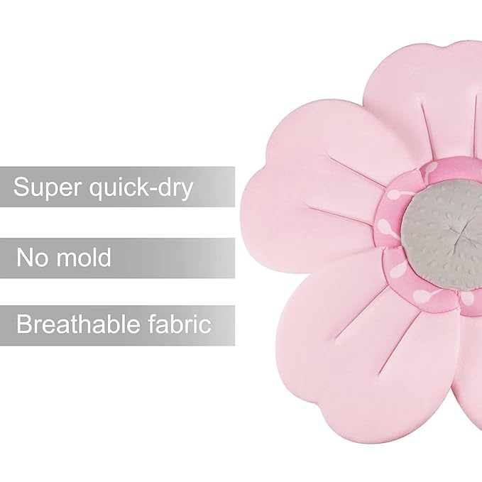 PandaEar Baby Bath Flower for Sink – Romantic Cherry Blossom Plush Mat – Soft Newborn Insert & Infant Bathtub Cushion – Non-Slip Quick-Dry Support – Shower Gift for Girls (Pink)