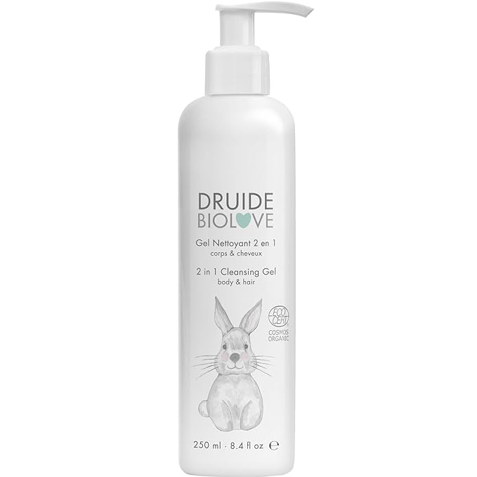 Laboratoires Druide 2-in-1 Cleansing Gel Body Hair Care – Baby Shampoo Clean Car& Wash, Sulfate-Free, For Children Prone to Eczema, 250 ml (8.4 oz Size Chamomile,Orange Star Anise Made in Canada