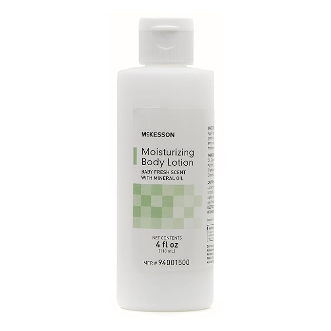 McKesson Moisturizing Body Lotion with Mineral Oil, Baby Fresh Scent, 4 fl oz, 12 Count