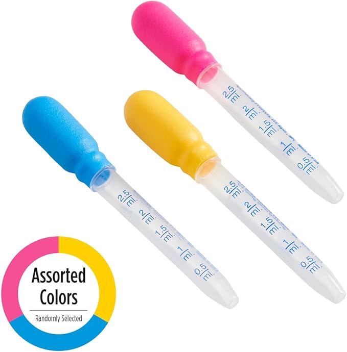 EZY DOSE Kids Oral Liquid Medicine Dropper, For Baby & Toddler, 2.5mL/0.5 TSP Capacity, Calibrated, Easy to Use with Precise Dosing, Color May Vary, BPA Free