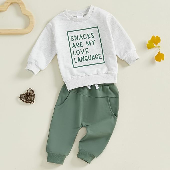 Infant Baby Boy Fall Clothes Set Funny Letter Sweatshirt Pant Outfit Toddler Winter Clothes 6 12 18 Months 2T 3T