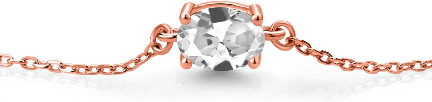 Gem Stone King 7X5MM Oval Gemstone Birthstone Solitaire Bracelet For Women | 925 Sterling Silver | Adjustable Bolo Bracelet For Women | Fine Jewelry Gifts for Her Mom Wife