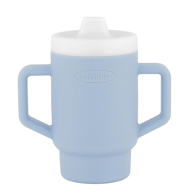 Infantino My 1st Tiny Tumbler, Silicone Sippy Cup with Straw & Handle, Spill-Resistant Baby Cup for On-the-Go, BPA-Free Transition Cup, Clarity