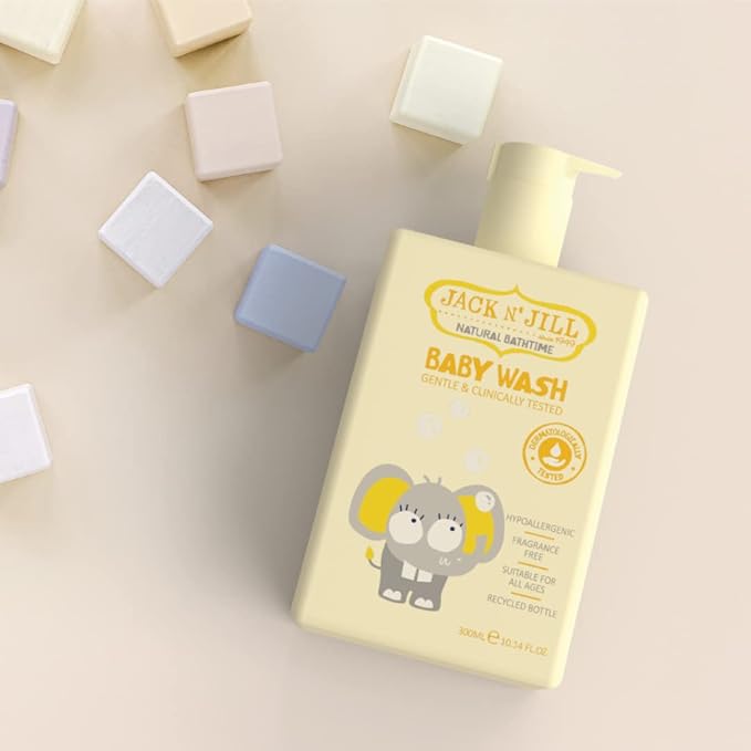 Jack N' Jill Natural Bathtime Baby Wash - Baby Wash Sensitive Skin, Hypoallergenic, Fragrance Free Baby Wash, Dermatologically Tested, Perfect for Newborns, Vegan - Scent Free, 300 mL (Pack of 3)