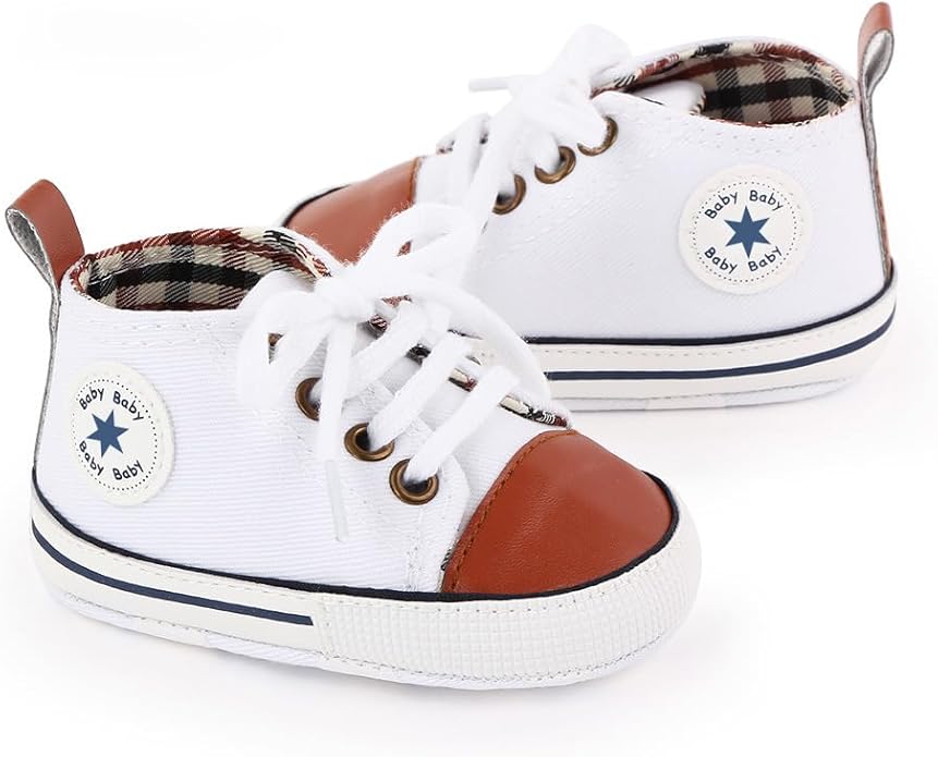 Unisex Baby Girls Boys Canvas High-top Shoes, Newborn Infant Anti-Slip Soft Sole Frist Walking Breathable Sneakers
