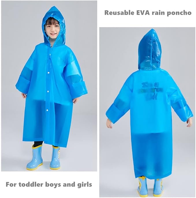 Raincoat Rain Poncho for Kids, 2-5 Pack Reusable EVA Rain Coats for 6-14 Boys Girls, Rain Jackets Gear with Hood