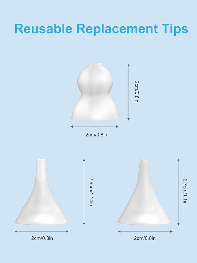 Nasal Aspirator Replacement Tips 3 Pcs, Food-Grade Silicone, Ultra-Soft Baby Nose Sucker Replacement Parts Compatible with GROWNSY, Watolt, LittleTora, HEYVALUE, Cocobela, X-Bosak