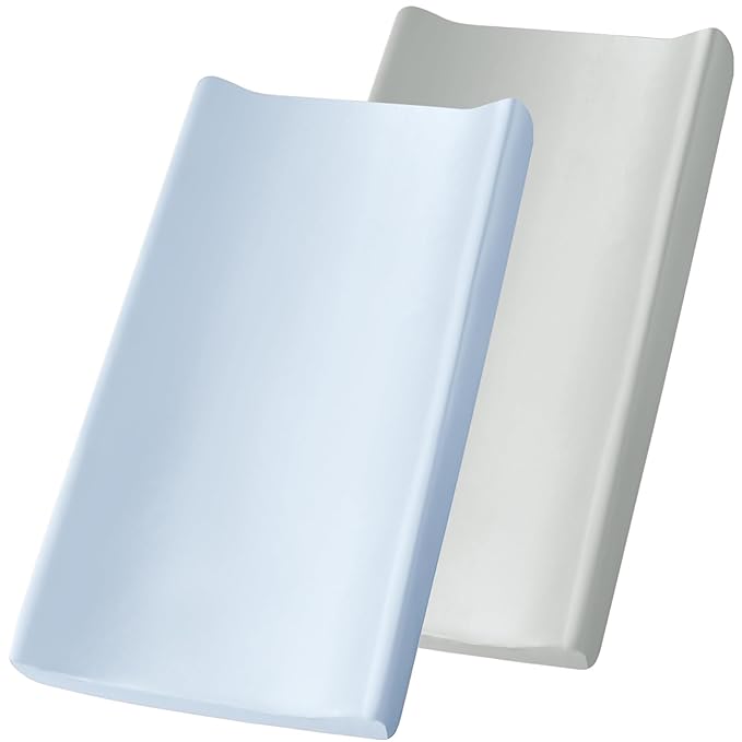 SiinvdaBZX 2 Pack Changing Pad Cover for Baby Girls Boys, Satin Silky Soft Changing Table Covers 32"x16"+5" Diaper Changing Pad Sheets, Silver & Light Blue
