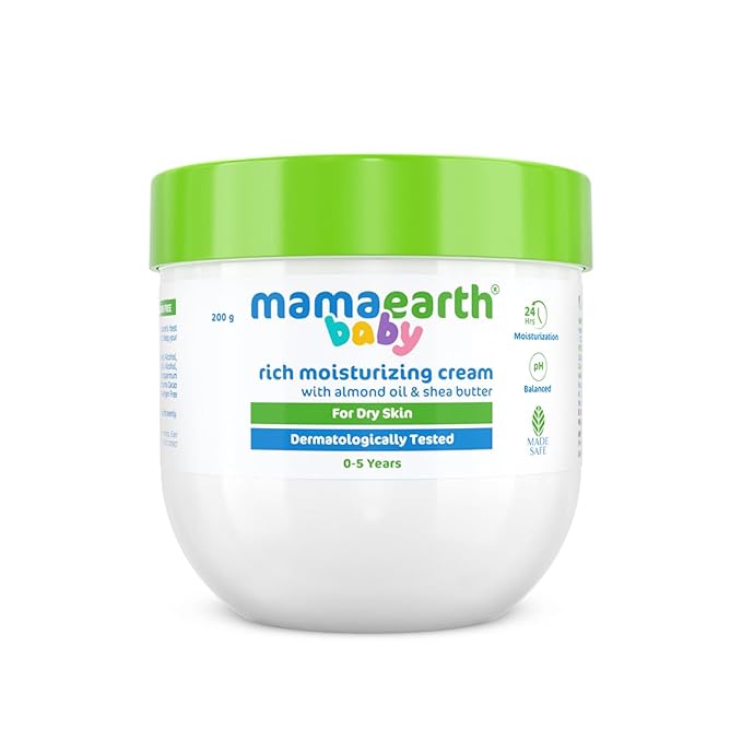 MAMAEARTH Rich Moisturizing Cream with Almond Oil & Shea Butter 7.05 Oz (200g)
