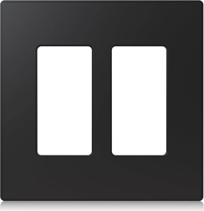 ELEGRP 2-Gang Screwless Decorative Wall Plates, Mid-Size 4.88" height x 4.94" length Unbreakable Thermoplastic Faceplate Cover for Decorator Receptacle Outlet & Switch, UL Listed (1 Pack, Matte Black)