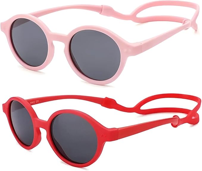 FBHLZ Baby polarized sunglasses UV400 with anti-falling headband TPEE material UV proof suitable for babies 0-12 Months
