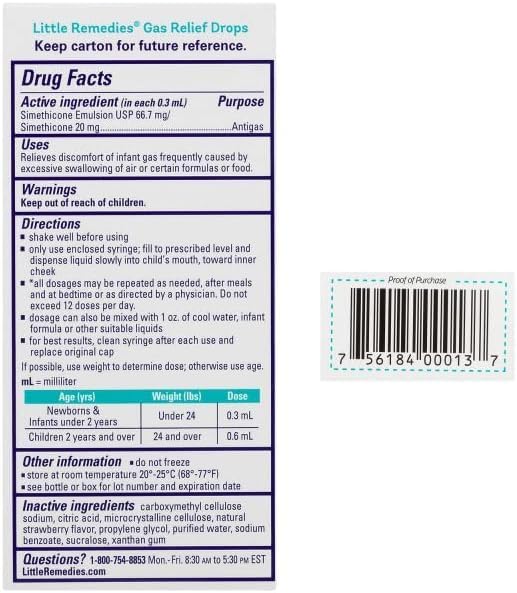 Little Remedies Gas Relief Drops, Natural Berry Flavor, Safe for Newborns 1.0 Fl Oz (Pack of 4)