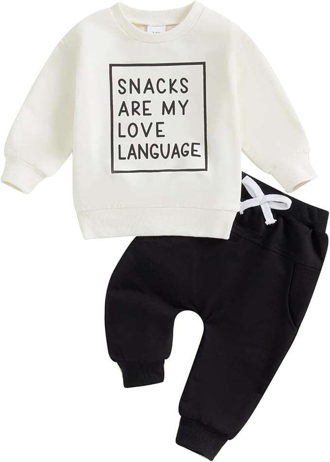 Infant Baby Boy Fall Clothes Set Funny Letter Sweatshirt Pant Outfit Toddler Winter Clothes 6 12 18 Months 2T 3T
