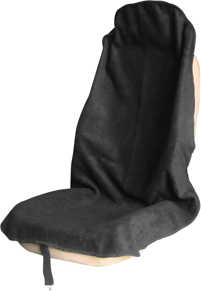 Sweat Towel Car Seat Cover Protector Front Seats for Gym Workout, Running, Swimming, Beach and Hiking, Waterproof Universal Seat Cover for Car, Truck, Van & SUV (Black, 1pcs Front Seat)