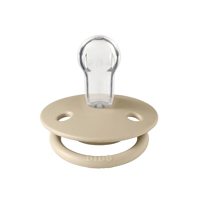 BIBS De Lux Baby Pacifier 2-Pack | Made in Denmark | BPA Free Dummy Soother, Round Nipple. Silicone, OneSize (0-36 Months), Vanilla/Peach