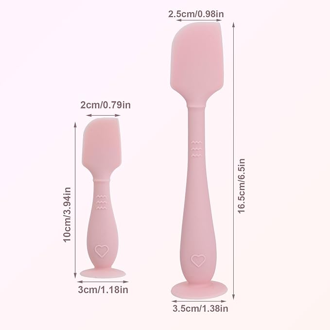 2pcs Baby Diaper Cream Spatula with Travel Case, 2 Sizes Soft Flexible Silicone Butt Paste Applicator Baby Diaper Rash Cream Spatula Bum Brush for Newborn (Pink)