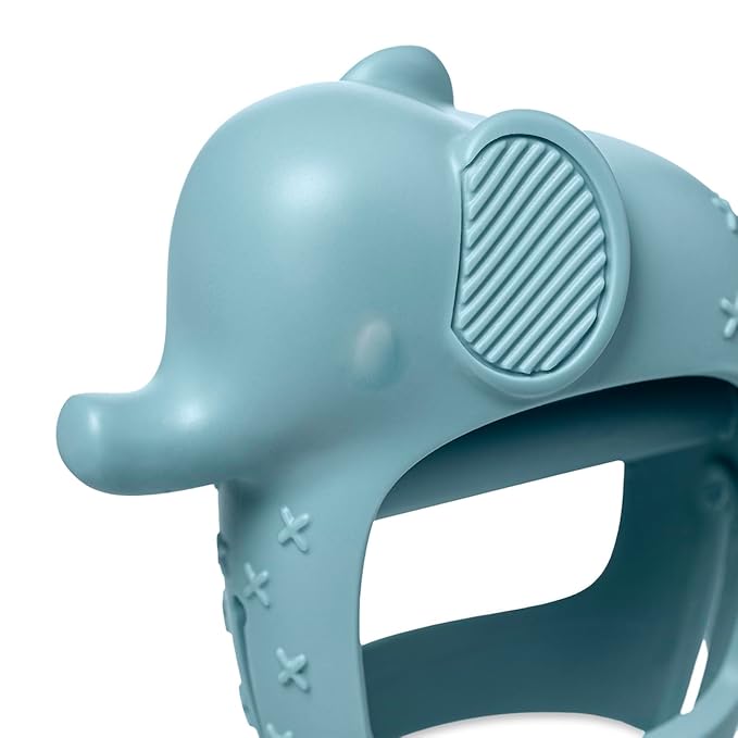 Itzy Ritzy Bitzy Grip Hand Teether - Silicone Teether for Babies - Developmental Teething Toy with Easy-to-Hold Hand Grip, Designed for Babies 3 Months & Up (Elephant)