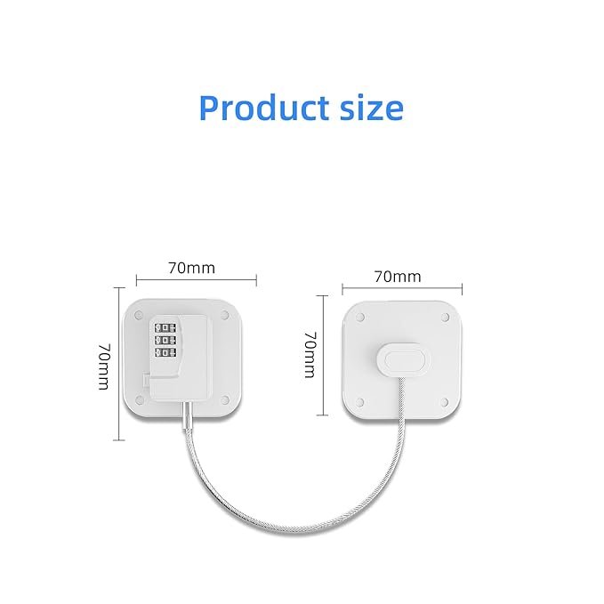 A Pack Refrigerator Lock - Heavy Duty Combination Fridge Lock, Child/Baby Proofing Lock for Cabinets, Closets, Drawers, Window and More, Easy Install and Use (White)
