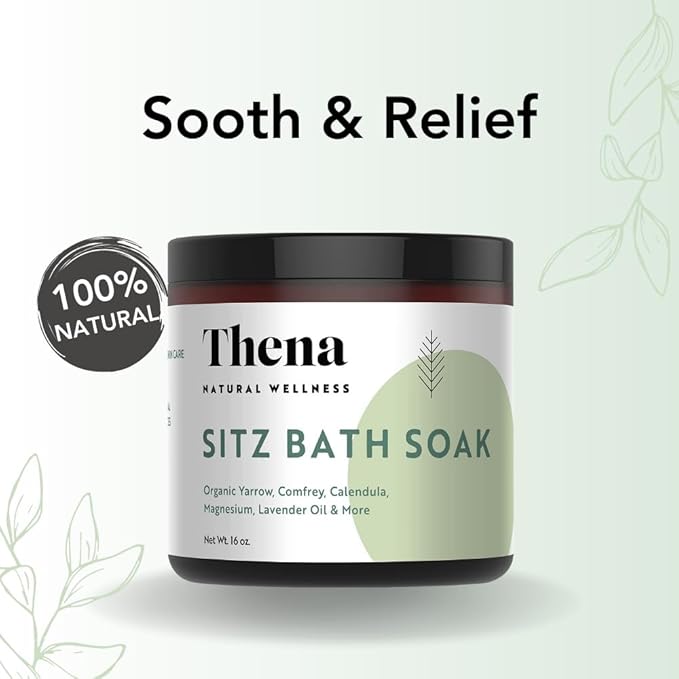 Thena Organic Sitz Bath Soak 2 Pack | Postpartum Essentials 100% Natural & Gentle with Pure Epsom and Dead Sea Salts Witch Hazel Lavender Essential Oil