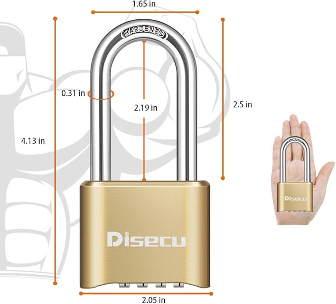 Heavy Duty 4 Digit Combination Lock 2.5 Inch Long Shackle Outdoor Waterproof Padlock for School Gym Locker, Fence, Gate, Case, Hasp Storage (Brass, 2 Pack)