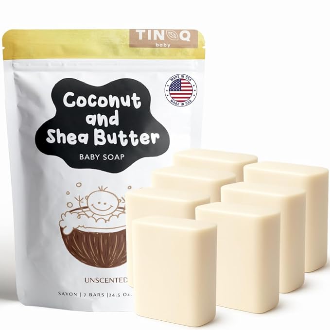 Fragrance Free Baby Bar Soap for Sensitive Skin | Unscented Natural soap bar for toddlers kids adults with gentle skin | Organic ING | Made in USA | 7 Bars
