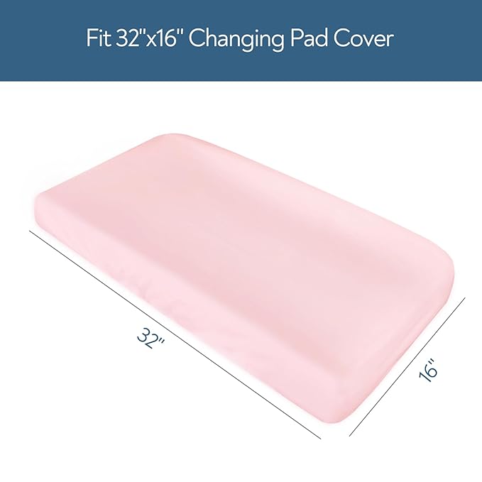 Changing Pad Cover for Girls 4 Pack, Baby Fitted Changing Table Cover Sheets, Soft Breathable for 32"x16" Diaper Change Table Pad, Bassinet Sheets Neutral - Pink and Violet